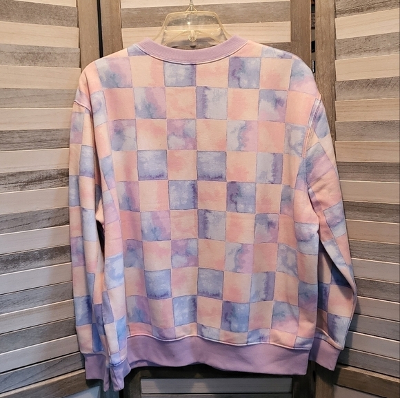 Blue checkered print fleece oversized sweatshirt & sweatpants | Wild Fab… - Picture 4 of 16